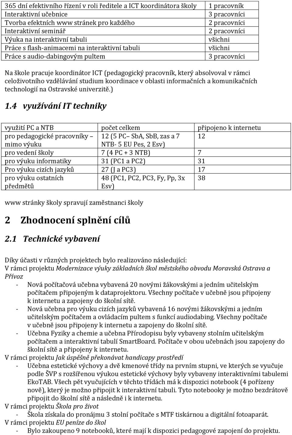 pracovník, který absolvoval v rámci celoživotního vzdělávání studium koordinace v oblasti informačních a komunikačních technologií na Ostravské univerzitě.) 1.