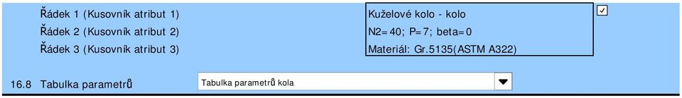 kolo - kolo N2=40; P=7; beta=0 Materiál: Gr.