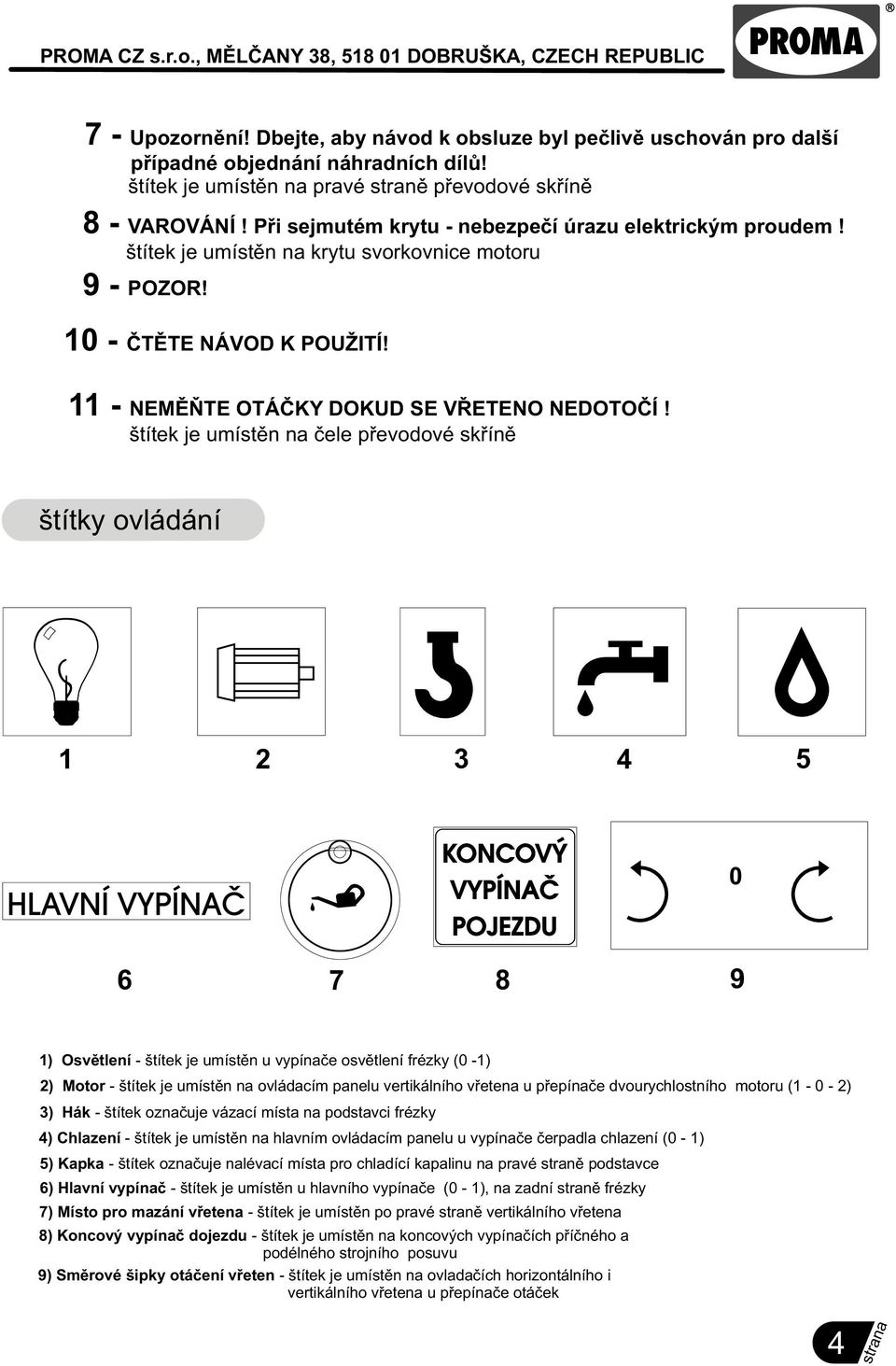 0 - ÈTÌTE NÁVOD K POUŽITÍ! - NEMÌÒTE OTÁÈK DOKUD SE VØETENO NEDOTOÈÍ!