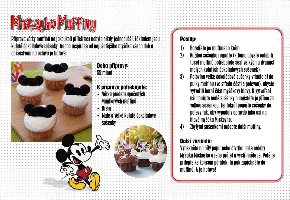 2) Každou sušenku rozpulte (k tomu abyste ozdobili tucet muffinů potřebujete šest velkých a dvanáct malých kulatých čokoládových sušenek) 3) Polovinu velké čokoládové sušenky vtlačte až do půlky