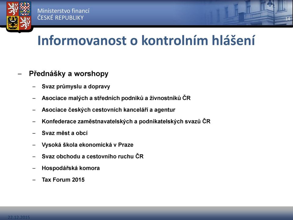 kanceláří a agentur Konfederace zaměstnavatelských a podnikatelských svazů ČR Svaz měst a