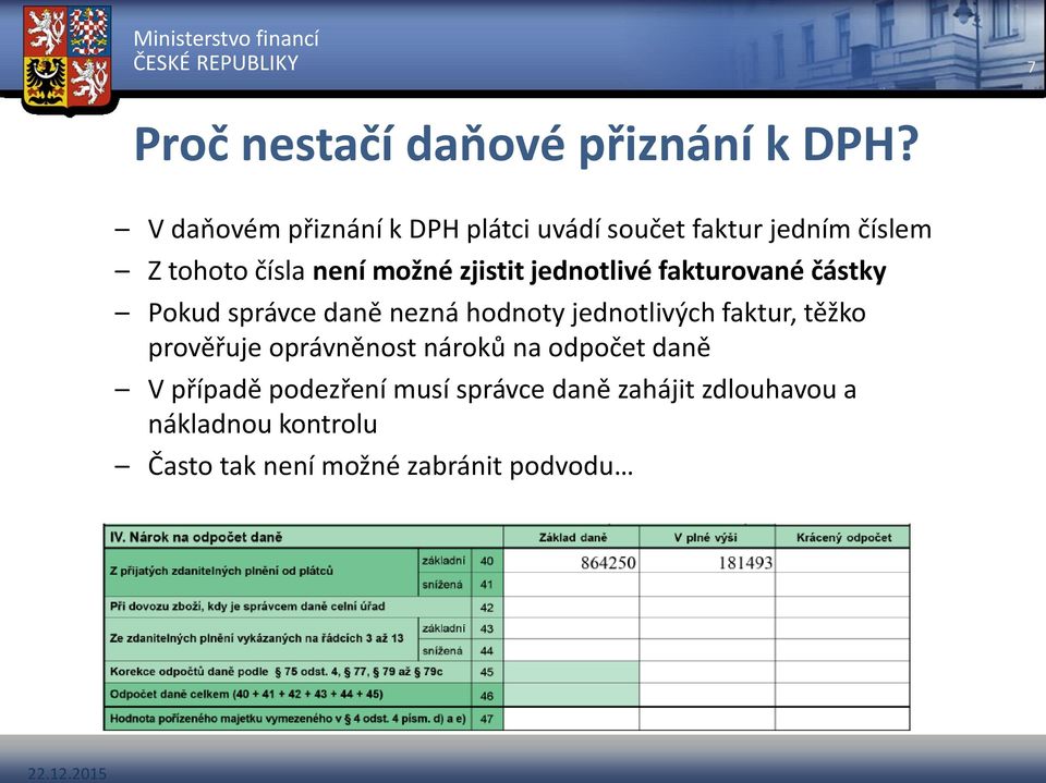 zjistit jednotlivé fakturované částky Pokud správce daně nezná hodnoty jednotlivých faktur,