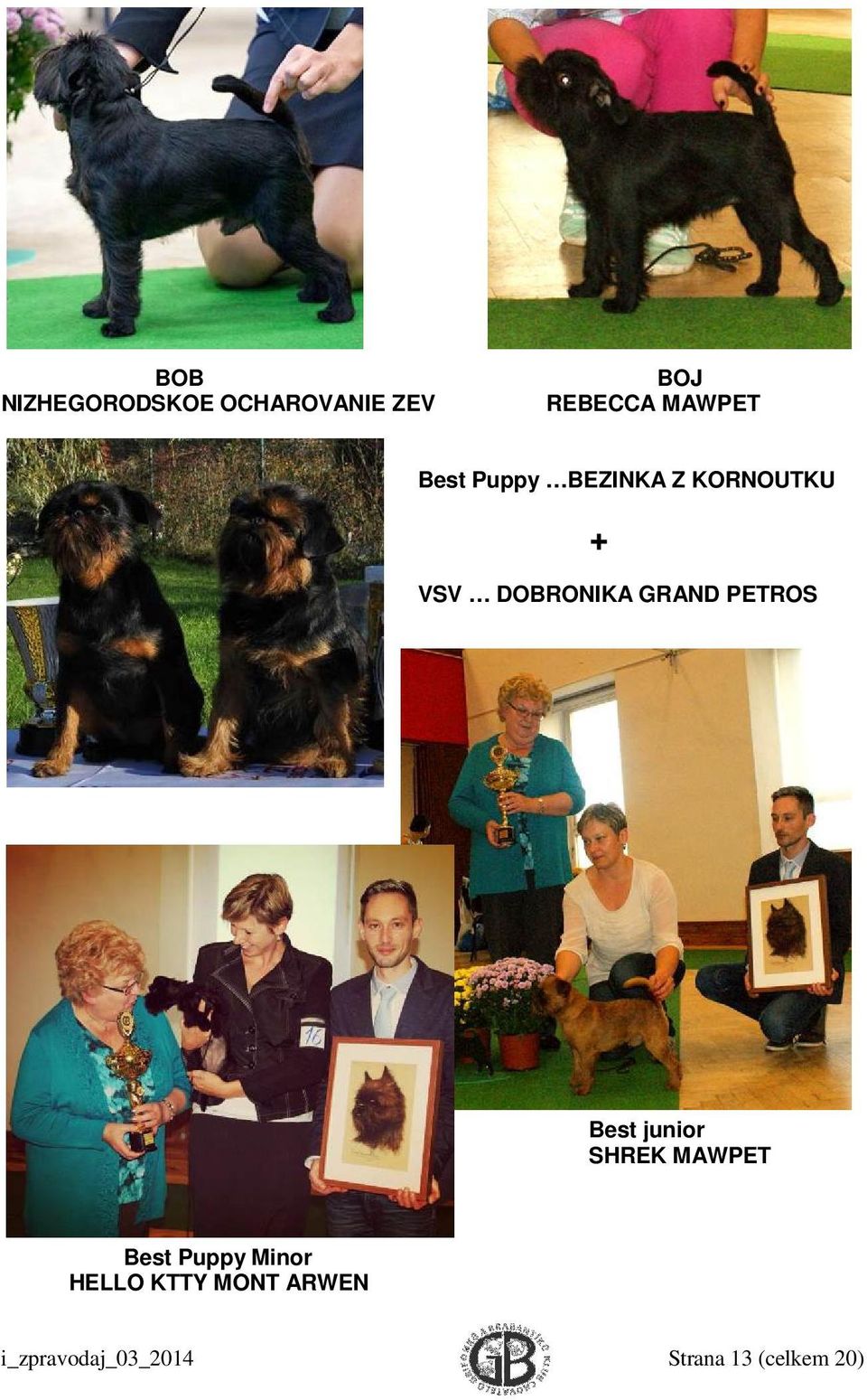 PETROS Best junior SHREK MAWPET Best Puppy Minor HELLO