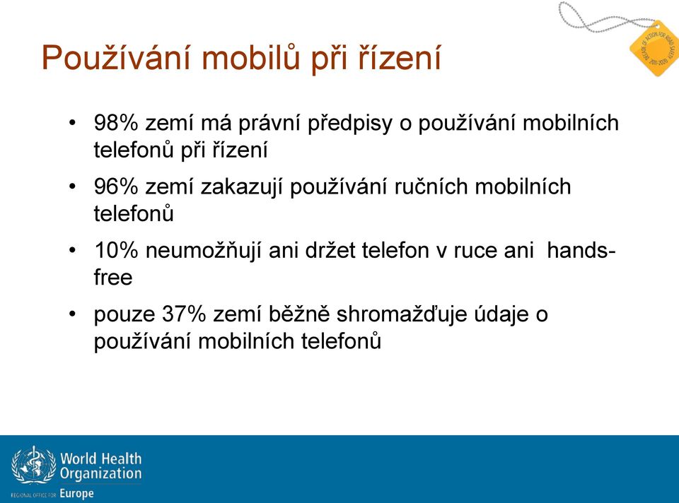 mobilních telefonů 10% neumožňují ani držet telefon v ruce ani