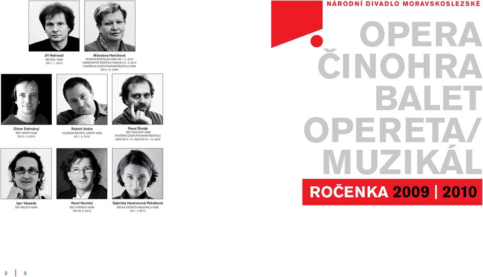 3. 2010 Pavel Šimák ŠÉF ČINOHRY NDM POVĚŘEN ZASTUPOVÁNÍM ŘEDITELE NDM OD 5. 10. 2009 DO 31. 12.