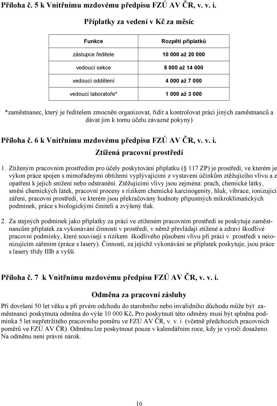 *zaměstnanec, který je ředitelem zmocněn organizovat, řídit a kontrolovat práci jiných zaměstnanců a dávat jim k tomu účelu závazné pokyny) Příloha č. 6 k Vnitřnímu mzdovému předpisu FZÚ AV ČR, v. v. i.