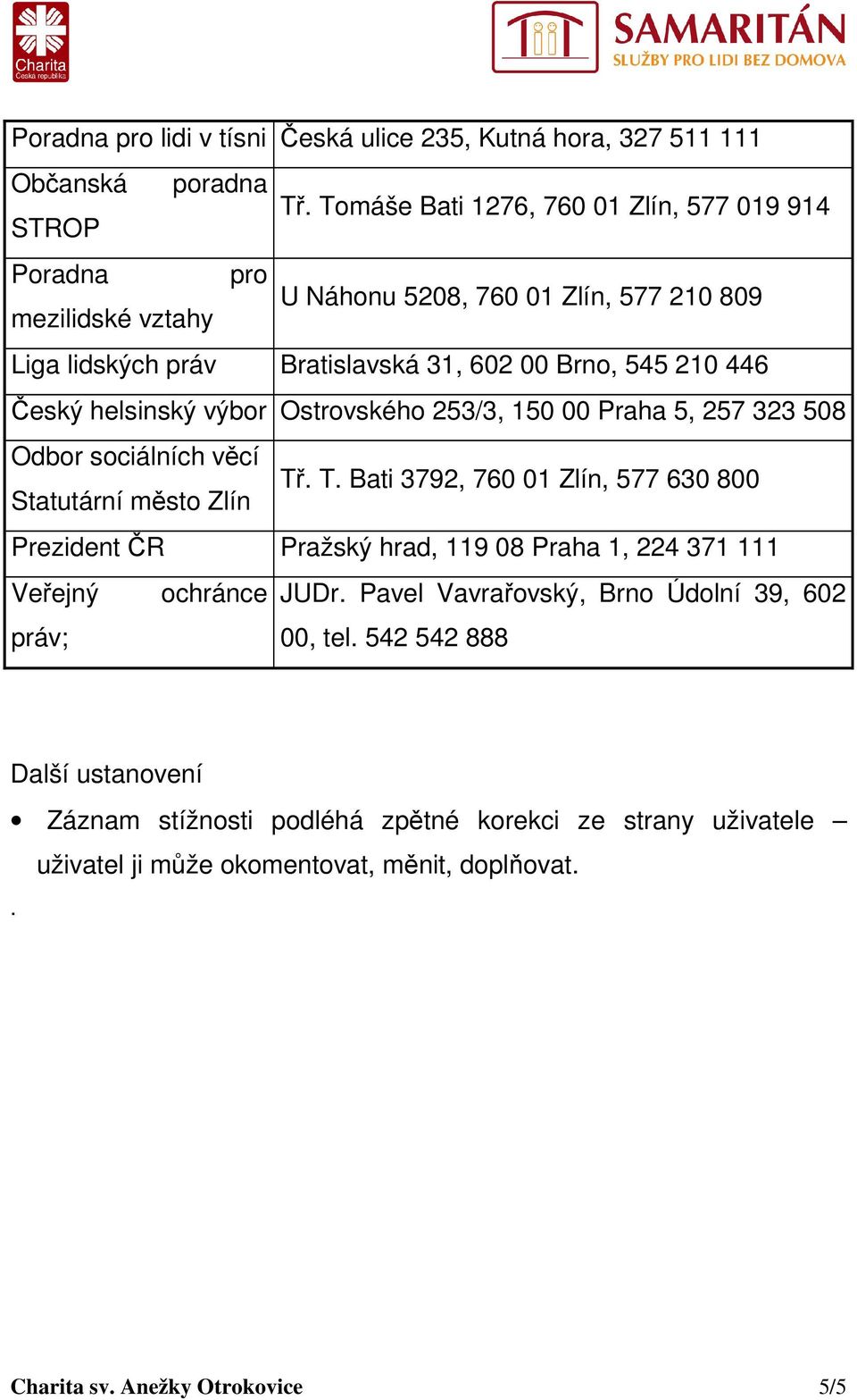 Český helsinský výbor Ostrovského 253/3, 150 00 Praha 5, 257 323 508 Odbor sociálních věcí Tř