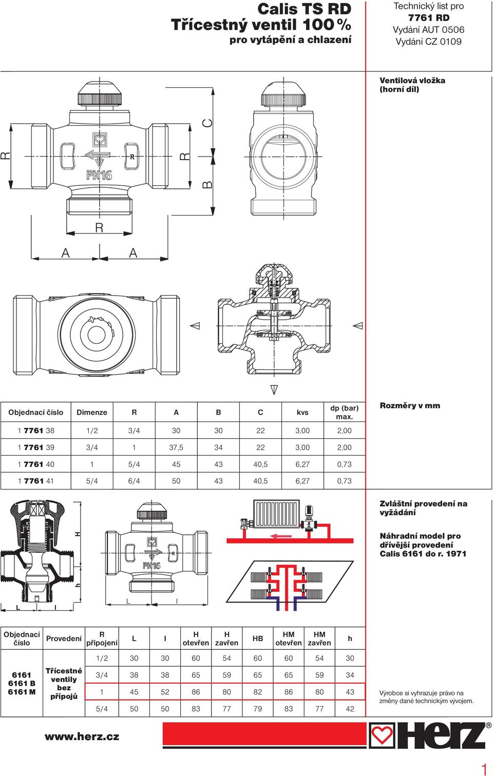 vyžádání 1/2 Náhradní model pro dřívější provedení Calis 6161 do r.