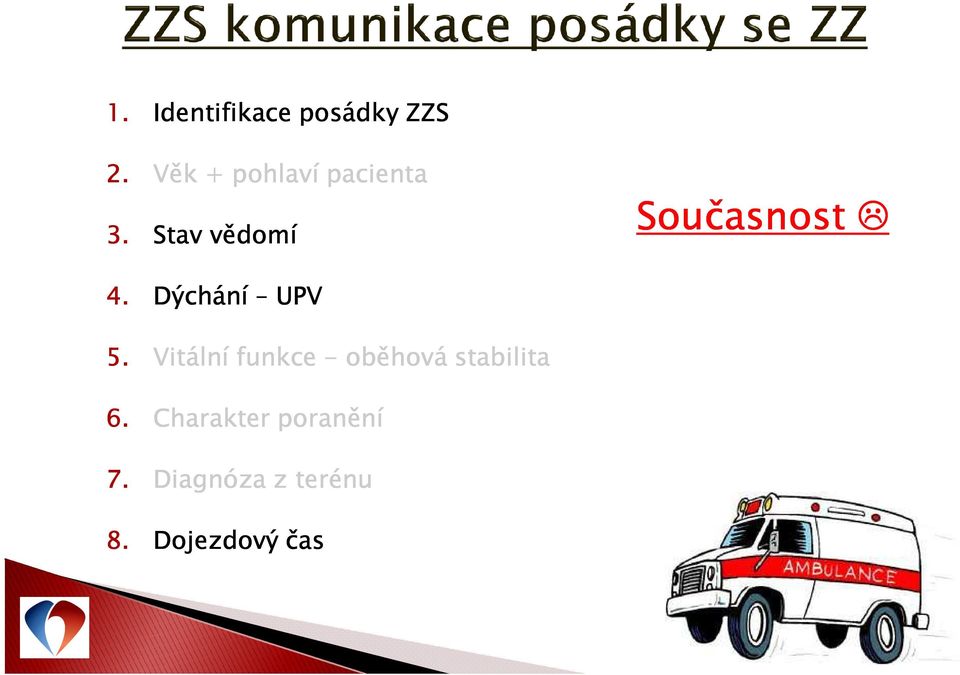 Stav vědomí Současnost 4. Dýchání UPV 5.