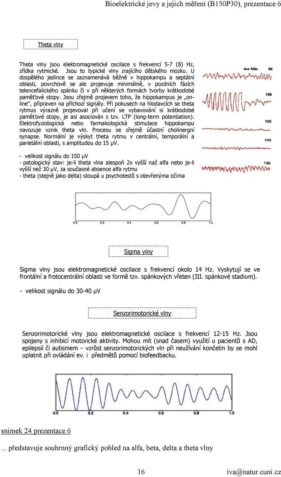 paměťové stopy. Jsou zřejmě projevem toho, že hippokampus je online, připraven na příchozí signály.