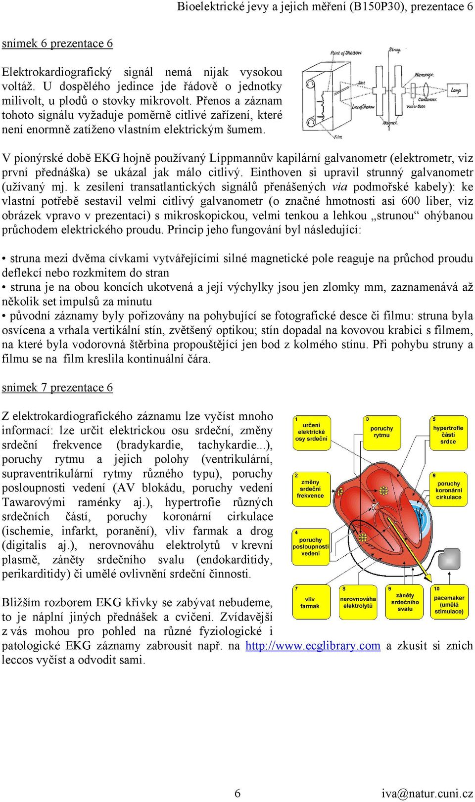 V pionýrské době EKG hojně používaný Lippmannův kapilární galvanometr (elektrometr, viz první přednáška) se ukázal jak málo citlivý. Einthoven si upravil strunný galvanometr (užívaný mj.