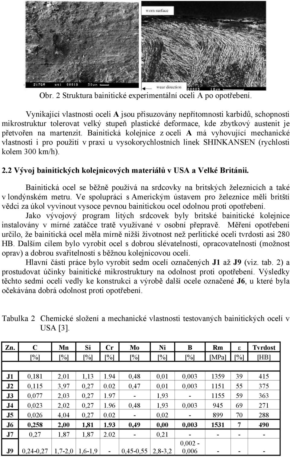 Bainitická kolejnice z oceli A má vyhovující mechanické vlastnosti i pro použití v praxi u vysokorychlostních linek SHINKANSEN (rychlosti kolem 300 km/h). 2.