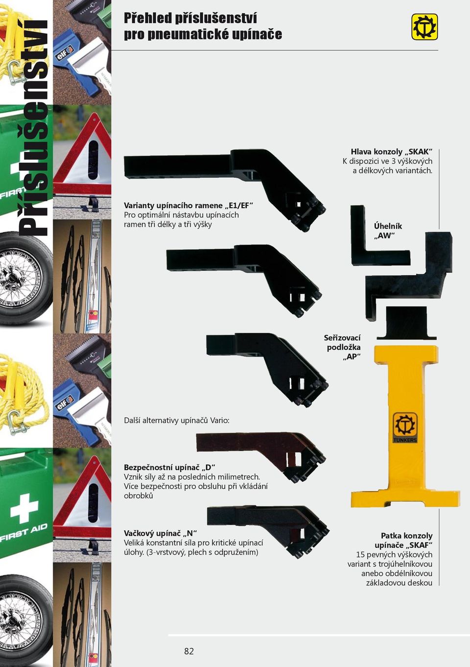 Úhelník AW Seřizovací podložka AP Další alternativy upínačů Vario: Bezpečnostní upínač D Vznik síly až na posledních milimetrech.