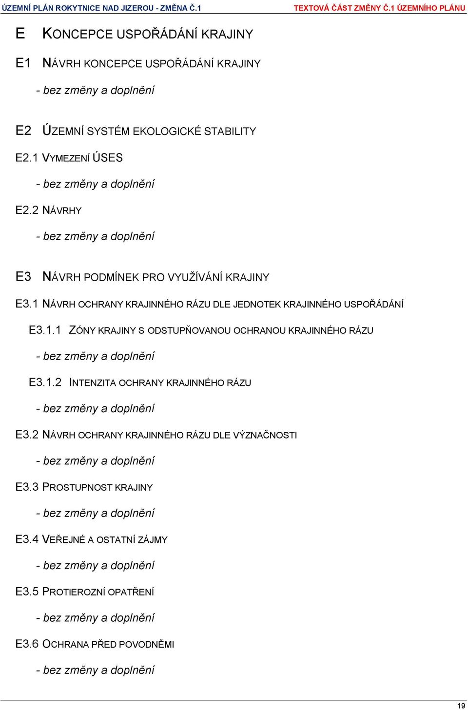 1.2 INTENZITA OCHRANY KRAJINNÉHO RÁZU E3.2 NÁVRH OCHRANY KRAJINNÉHO RÁZU DLE VÝZNAČNOSTI E3.3 PROSTUPNOST KRAJINY E3.