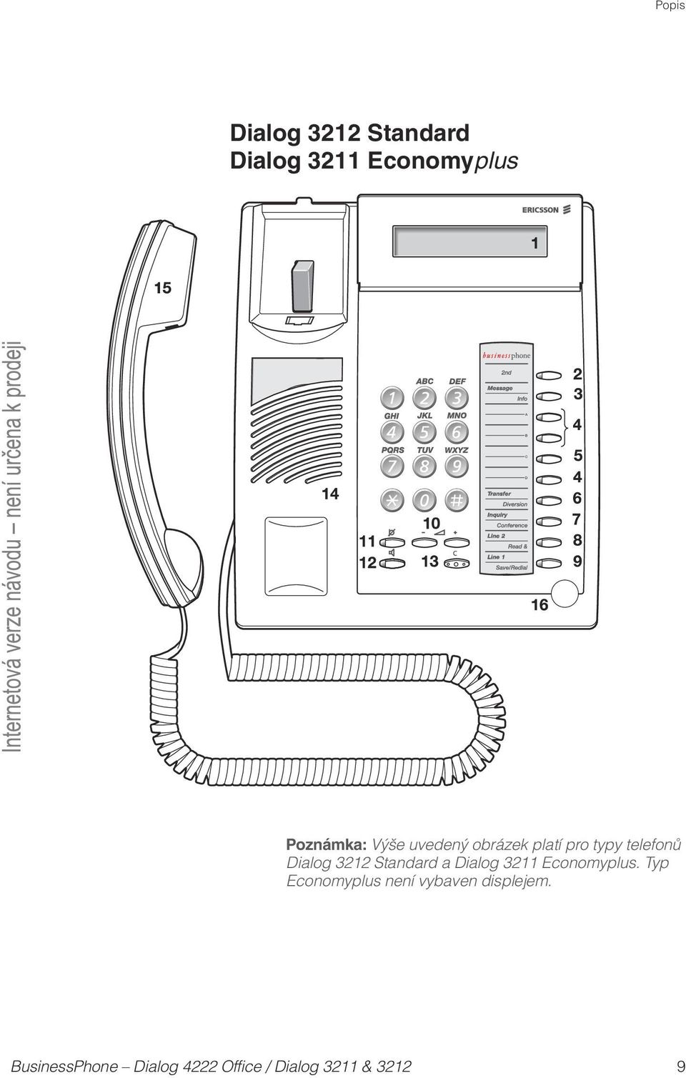 pro typy telefonů Dialog 3212 Standard a Dialog