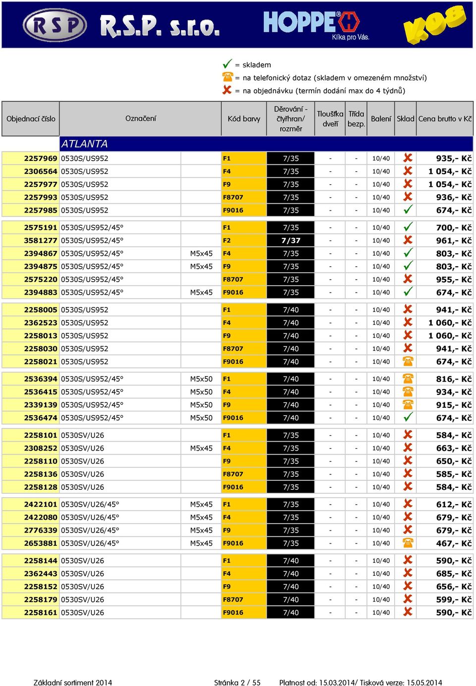 803,- Kč 2394875 0530S/US952/45 M5x45 F9 7/35 - - 10/40 803,- Kč 2575220 0530S/US952/45 F8707 7/35 - - 10/40 955,- Kč 2394883 0530S/US952/45 M5x45 F9016 7/35 - - 10/40 674,- Kč 2258005 0530S/US952 F1