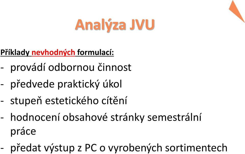 estetického cítění - hodnocení obsahové stránky