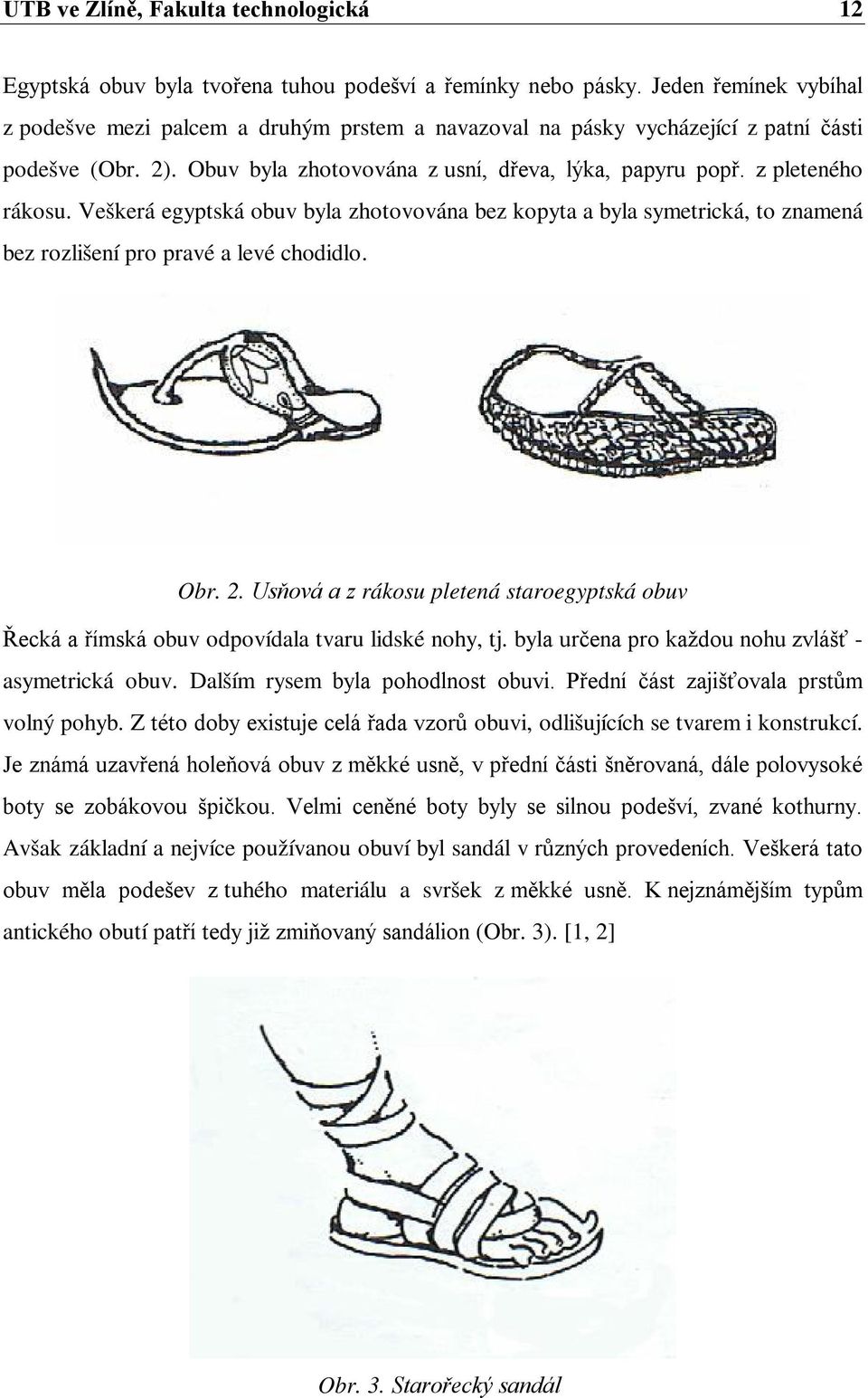 Veškerá egyptská obuv byla zhotovována bez kopyta a byla symetrická, to znamená bez rozlišení pro pravé a levé chodidlo. Obr. 2.