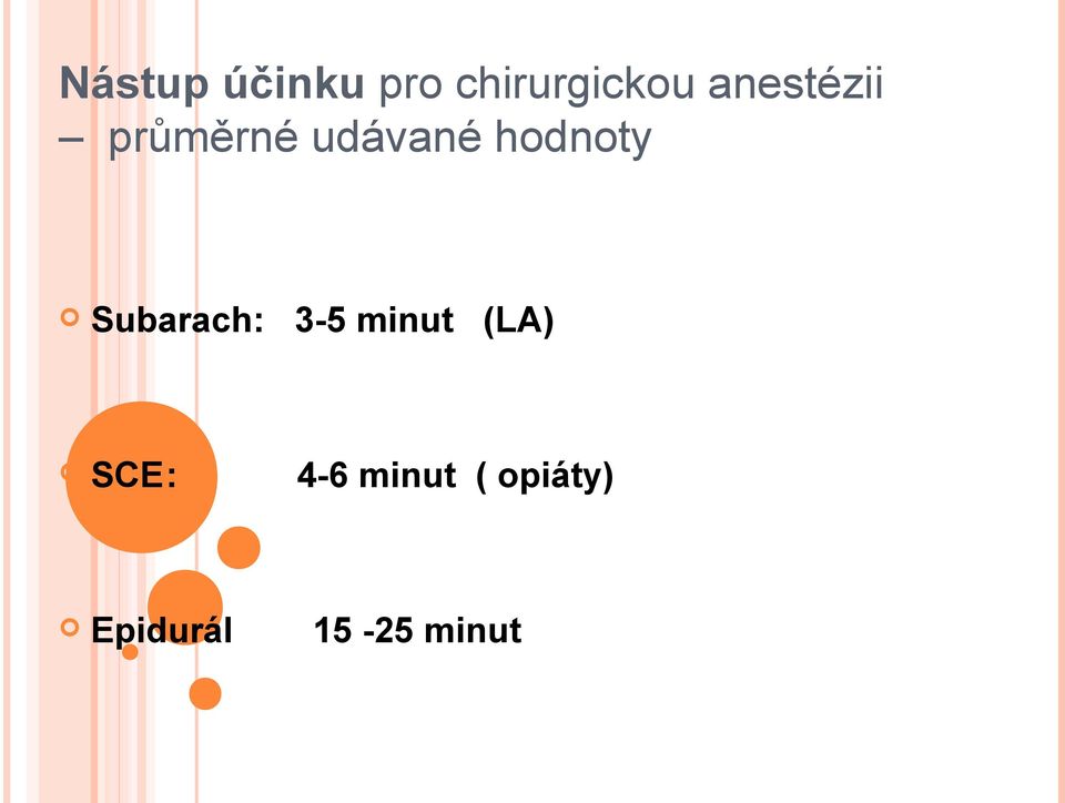 hodnoty Subarach: 3-5 minut (LA)