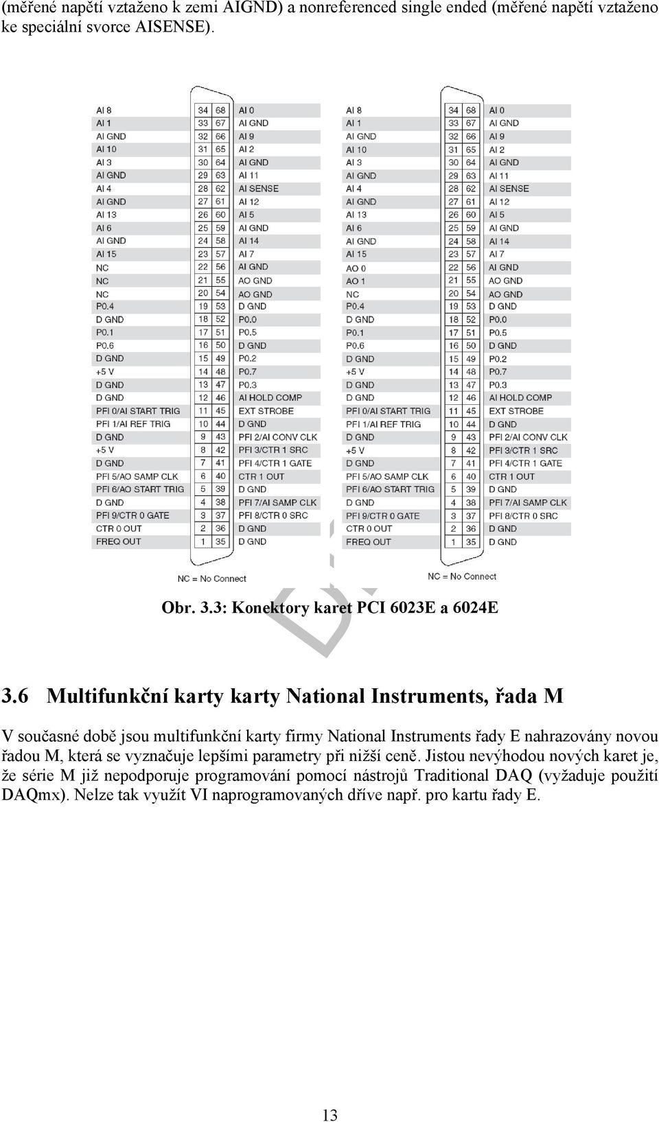 6 Multifunkční karty karty National Instruments, řada M V současné době jsou multifunkční karty firmy National Instruments řady E nahrazovány