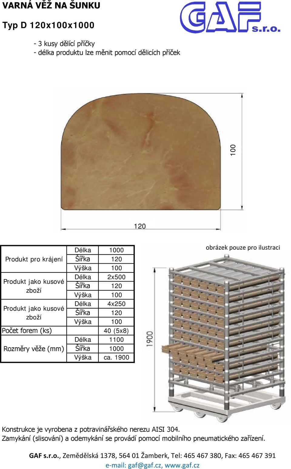 1000 Délka 2x500 Délka 4x250 40 (5x8) Délka 1100 Šířka 1000 Výška ca.