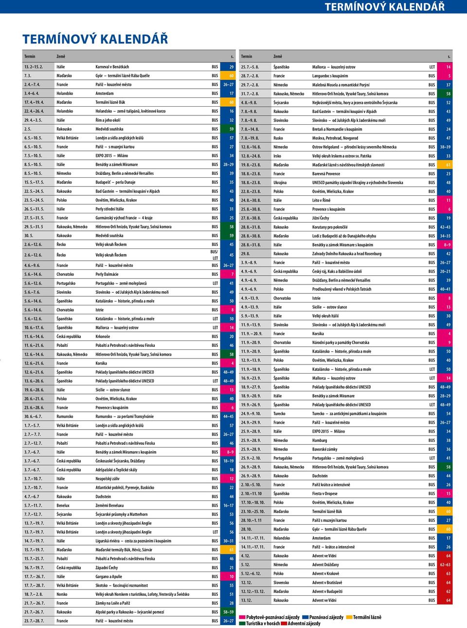 4. 3. 5. Itálie Řím a jeho okolí BUS 32 2. 5. Rakousko Medvědí soutěska BUS 59 6. 5. 10. 5. Velká Británie Londýn a sídla anglických králů BUS 57 6. 5. 10. 5. Francie Paříž s muzejní kartou BUS 27 7.