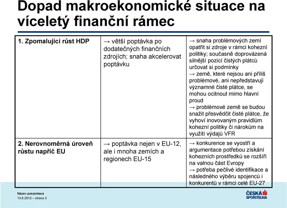 opatřit si zdroje v rámci kohezní politiky; současně doprovázená silnější pozicí čistých plátců určovat si podmínky země, které nejsou ani příliš problémové, ani nepředstavují významné čisté plátce,