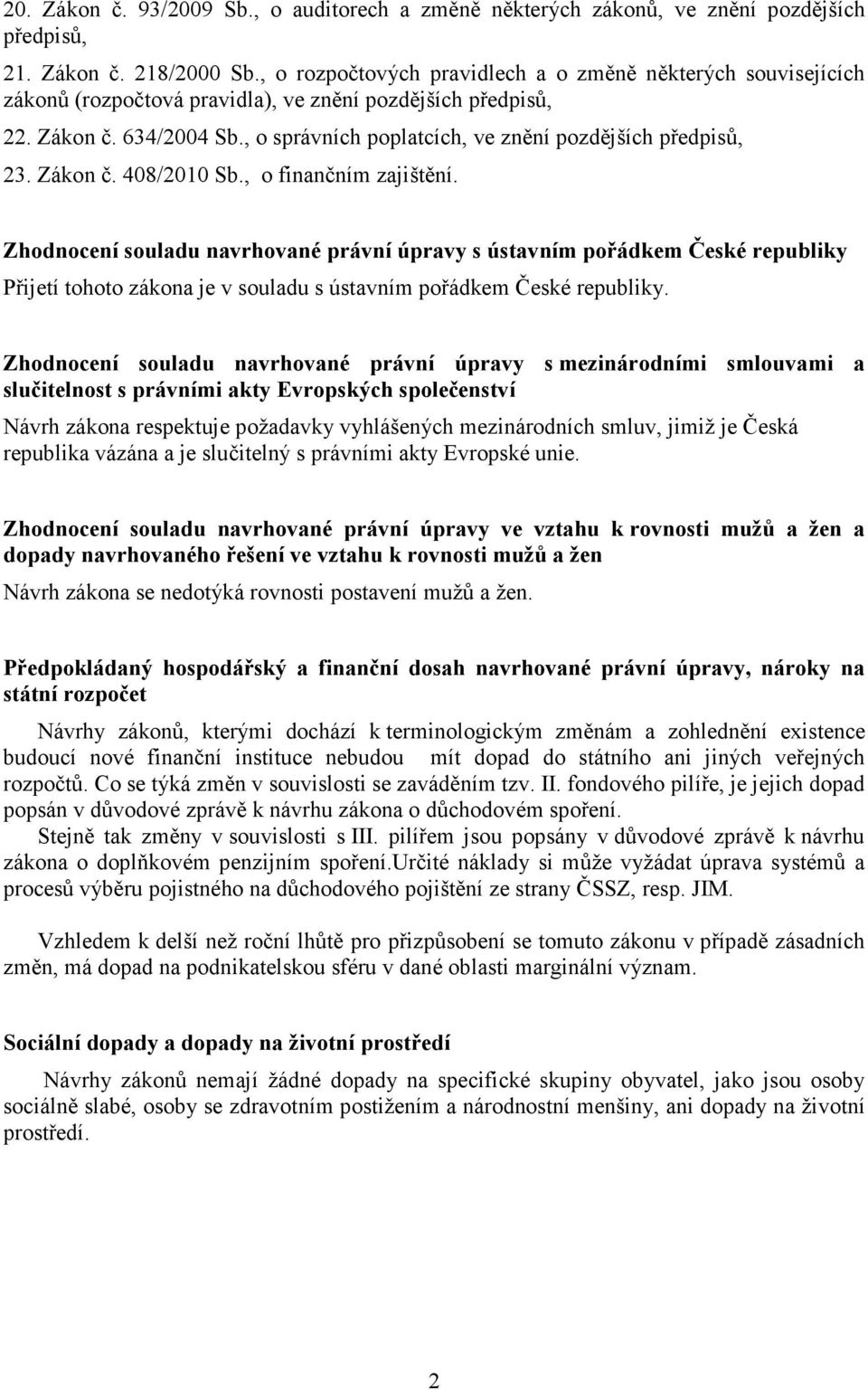 , o správních poplatcích, ve znění pozdějších předpisů, 23. Zákon č. 408/2010 Sb., o finančním zajištění.