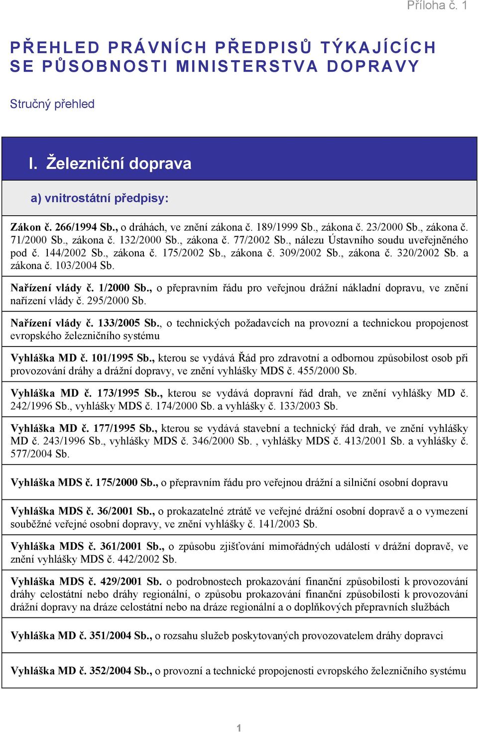 , zákona č. 175/2002 Sb., zákona č. 309/2002 Sb., zákona č. 320/2002 Sb. a zákona č. 103/2004 Sb. Nařízení vlády č. 1/2000 Sb.