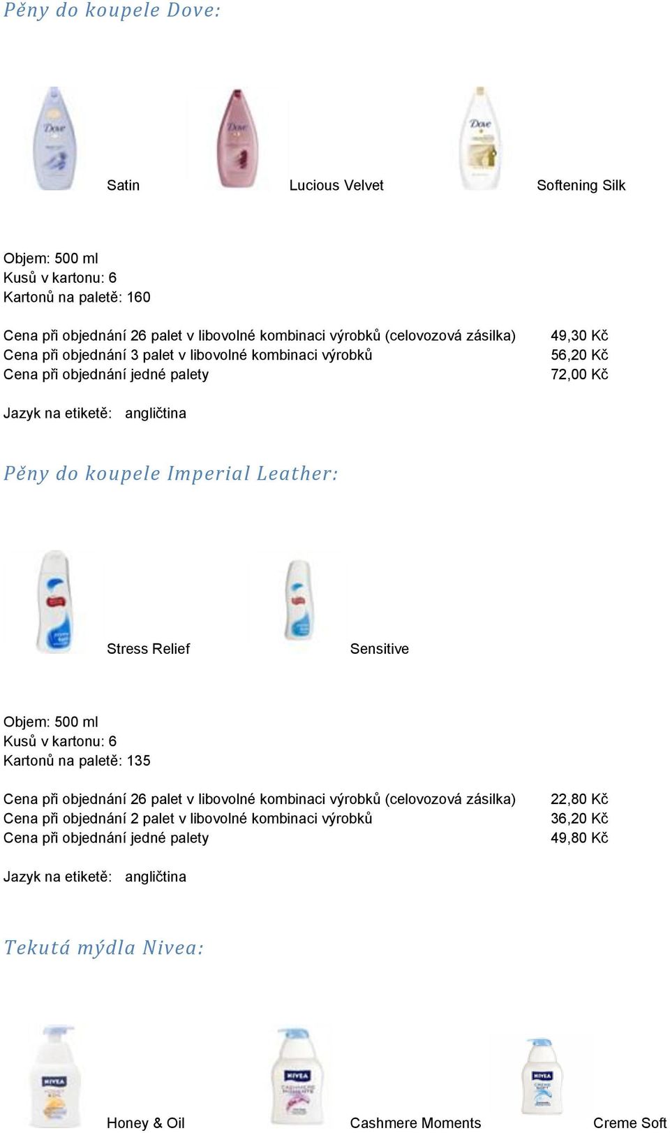 Leather: Stress Relief Sensitive Objem: 500 ml Kartonů na paletě: 135 Cena při objednání 26 palet v libovolné kombinaci výrobků (celovozová zásilka) Cena při objednání 2