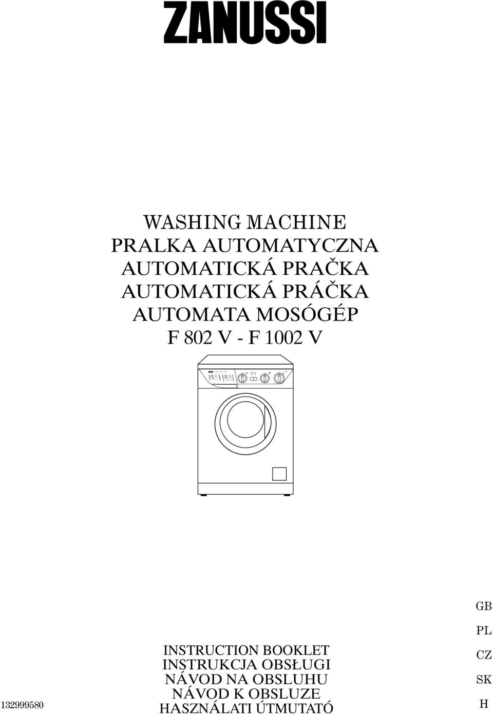 PRÁČKA AUTOMATA MOSÓGÉP F 802 V - F 1002 V 132999580 INSTRUCTION BOOKLET