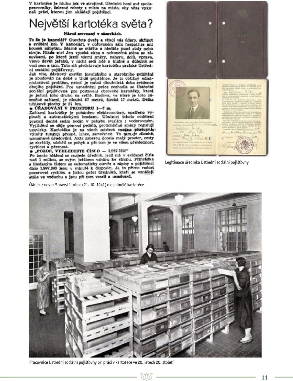 1941) o ojedinělé kartotéce Pracovnice Ústřední