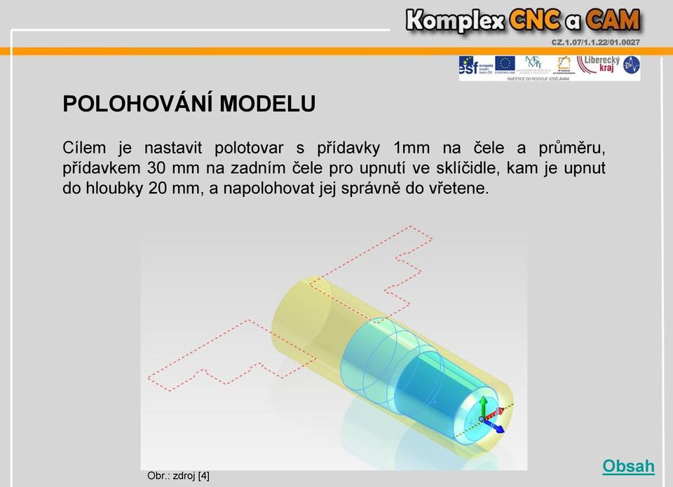 pro upnutí ve sklíčidle, kam je upnut do hloubky 20 mm,