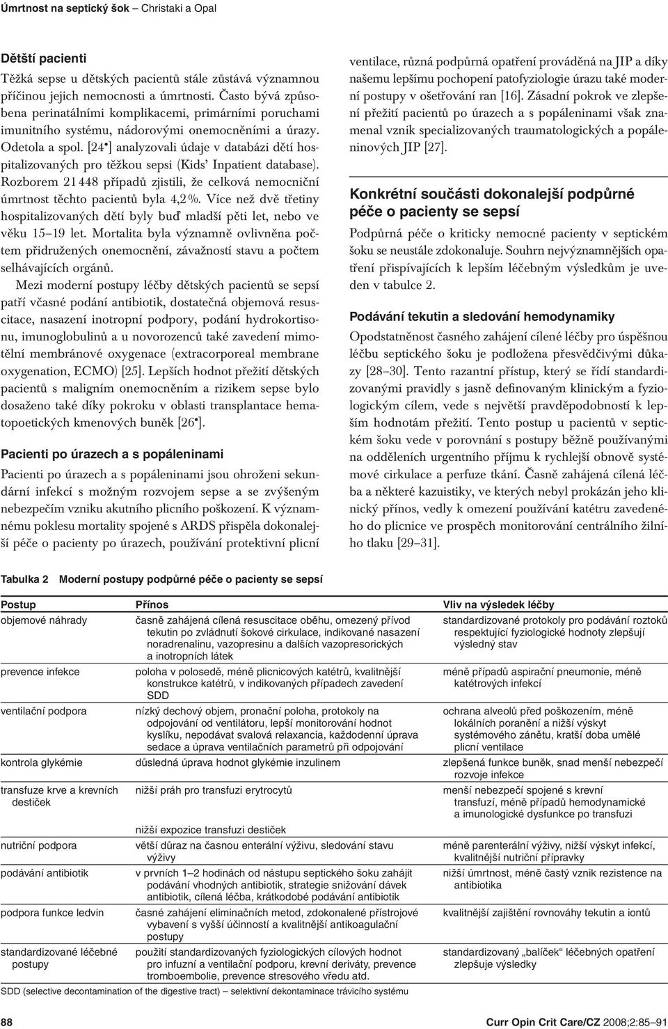 [24 ] analyzovali údaje v databázi dětí hospitalizovaných pro těžkou sepsi (Kids Inpatient database). Rozborem 21 448 případů zjistili, že celková nemocniční úmrtnost těchto pacientů byla 4,2 %.