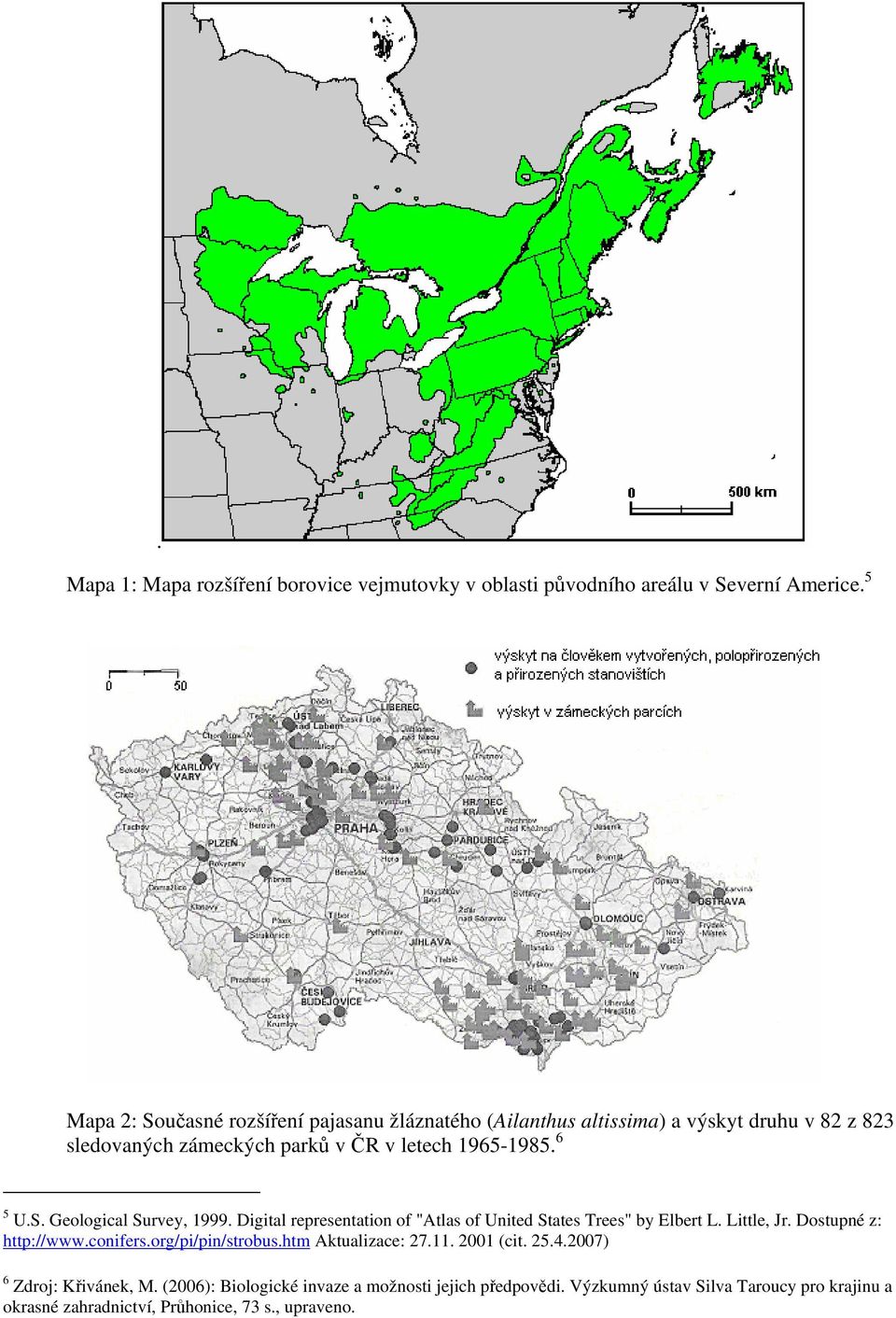 S. Geological Survey, 1999. Digital representation of "Atlas of United States Trees" by Elbert L. Little, Jr. Dostupné z: http://www.conifers.