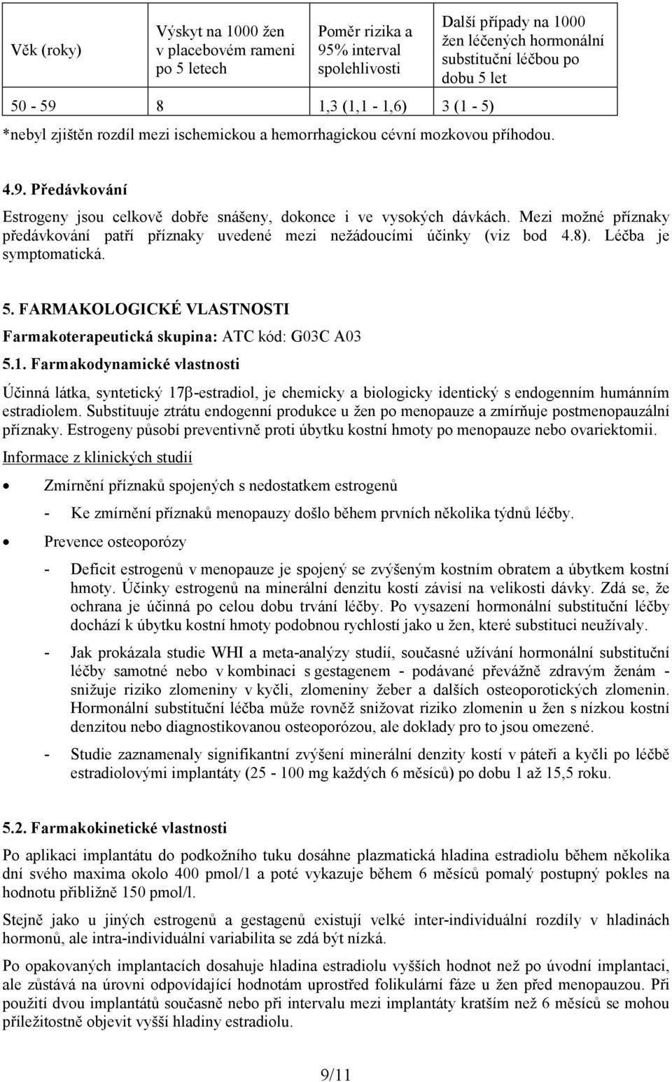 Mezi možné příznaky předávkování patří příznaky uvedené mezi nežádoucími účinky (viz bod 4.8). Léčba je symptomatická. 5. FARMAKOLOGICKÉ VLASTNOSTI Farmakoterapeutická skupina: ATC kód: G03C A03 5.1.