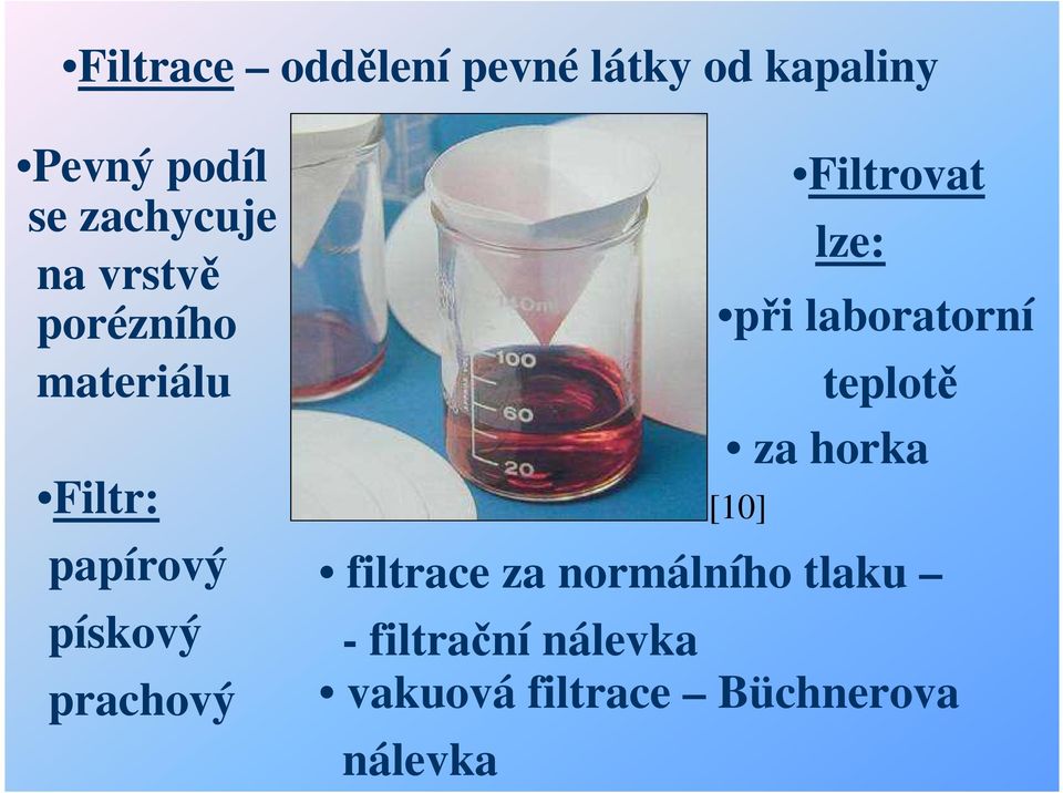 Filtrovat lze: při laboratorní teplotě za horka [10] filtrace za