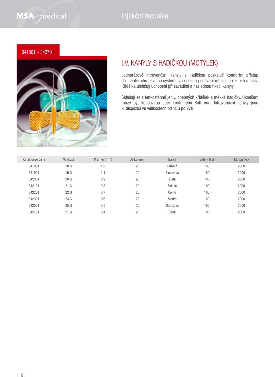 Intravenózní kanyly jsou k dispozici ve velikostech od 18G po 27G.