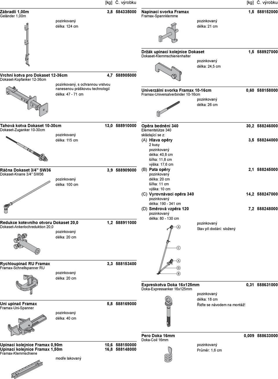 Framax-Universalverbinder 10-16cm délka: 26 cm Tahová kotva Dokaset 10-30cm 13,0 588910000 Dokaset-Zuganker 10-30cm délka: 115 cm Ráčna Dokaset 3/4" SW36 3,9 588909000 Dokaset-Knarre 3/4" SW36 délka: