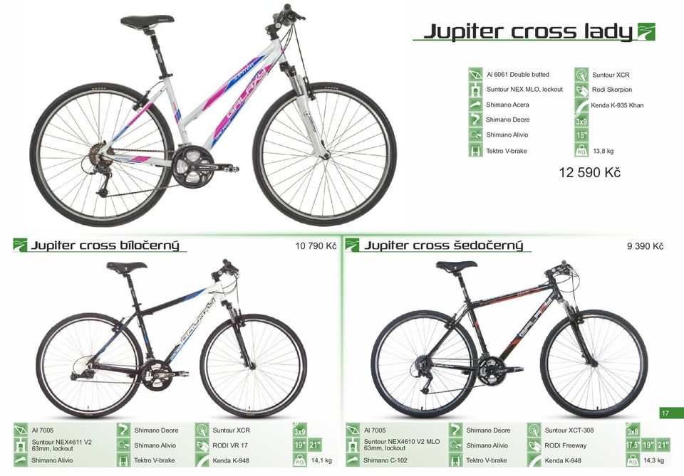 63mm, lockout Shimano ivio Suntour XCR RODI VR 17 3x9 19" 21" Suntour NEX4610 V2 MLO 63mm, lockout Shimano ivio Suntour