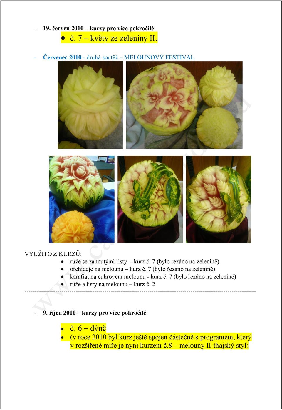 7 (bylo řezáno na zelenině) růže a listy na melounu kurz č.