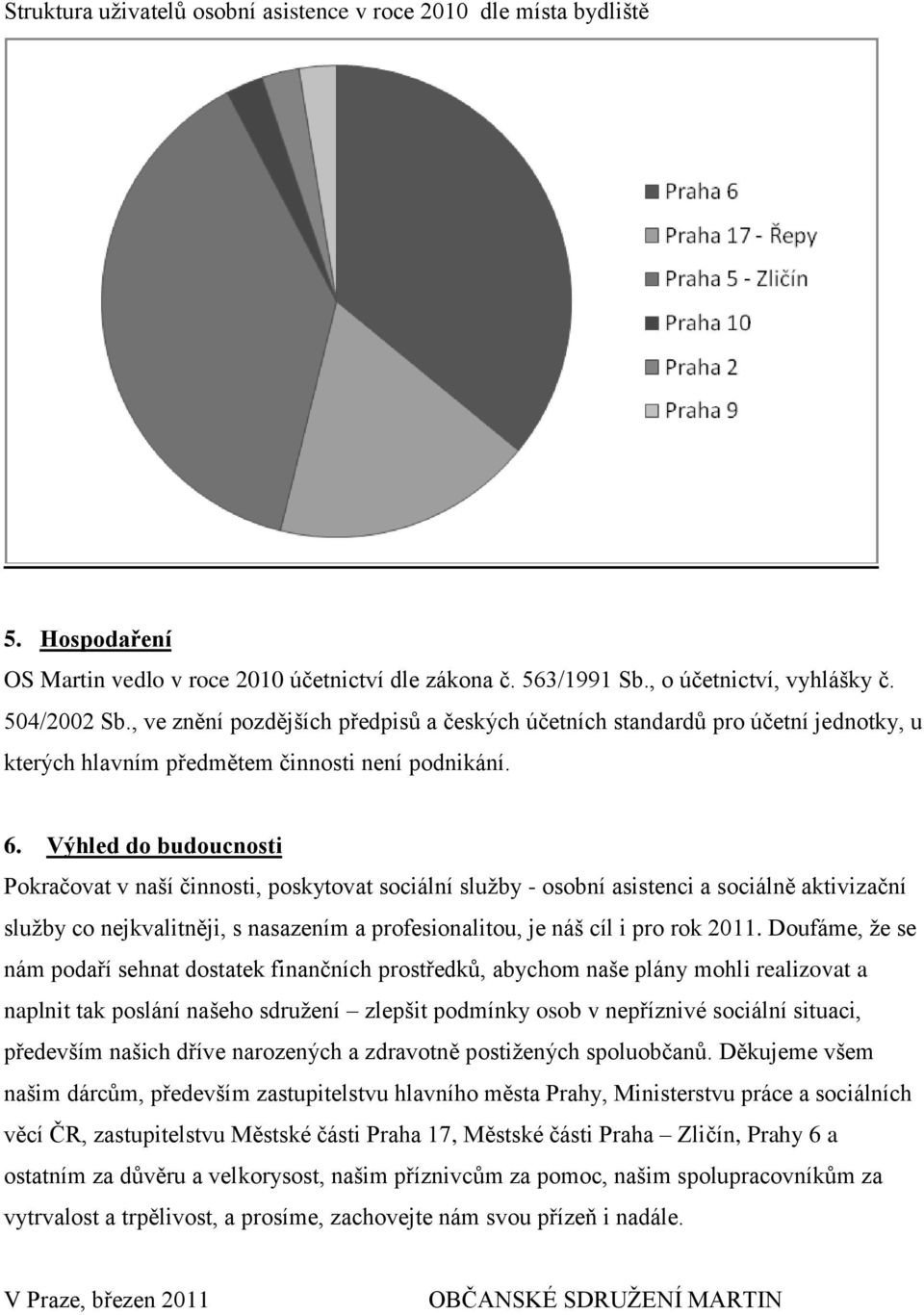 Výhled do budoucnosti Pokračovat v naší činnosti, poskytovat sociální sluţby - osobní asistenci a sociálně aktivizační sluţby co nejkvalitněji, s nasazením a profesionalitou, je náš cíl i pro rok