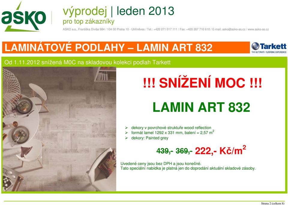 !! LAMIN ART 832 dekory v povrchové struktuře wood reflection formát lamel 1292 x 331 mm, balení =