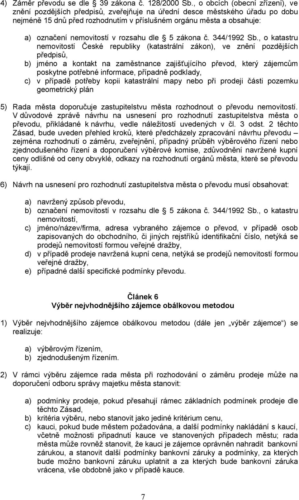 nemovitostí v rozsahu dle 5 zákona č. 344/1992 Sb.