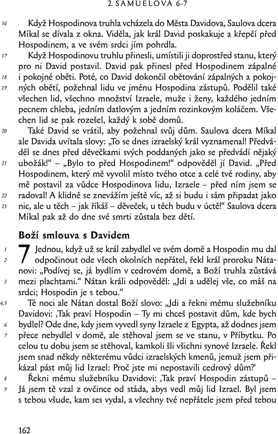 Poté, co David dokončil obětování zápalných a pokojných obětí, požehnal lidu ve jménu Hospodina zástupů.