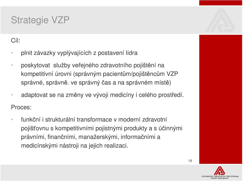 ve správný as a na správném míst) adaptovat se na zmny ve vývoji medicíny i celého prostedí.