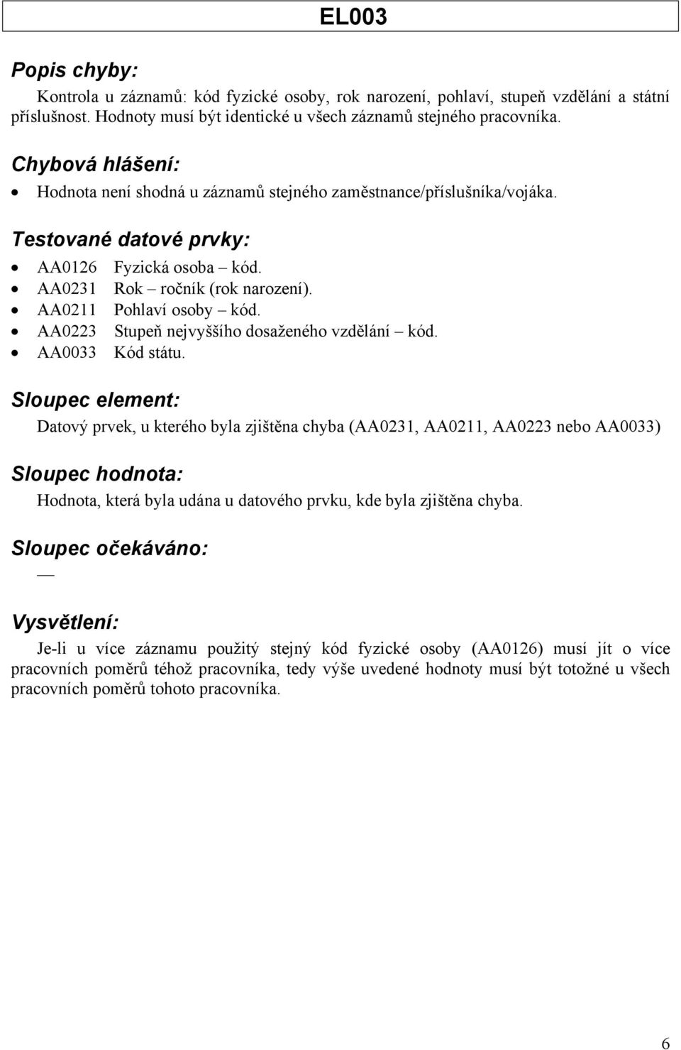 AA0223 Stupeň nejvyššího dosaženého vzdělání kód. AA0033 Kód státu.