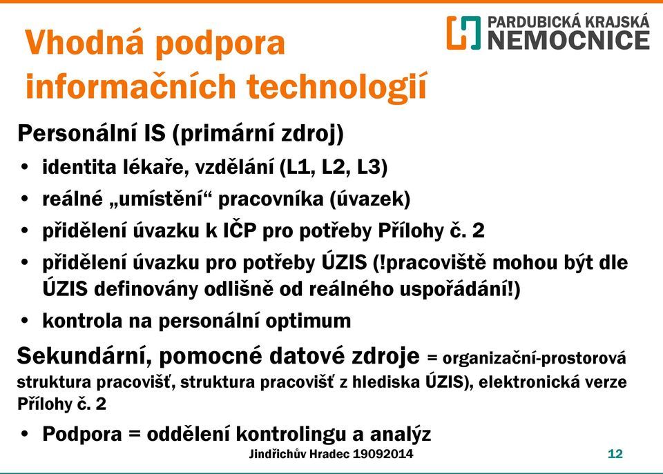 pracoviště mohou být dle ÚZIS definovány odlišně od reálného uspořádání!