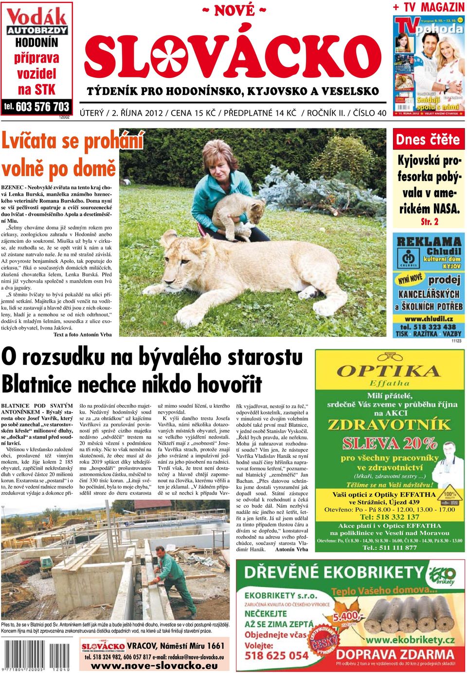 Doma nyní se vší pečlivosti opatruje a cvičí sourozenecké duo lvíčat - dvouměsíčního Apola a desetiměsíční Miu.