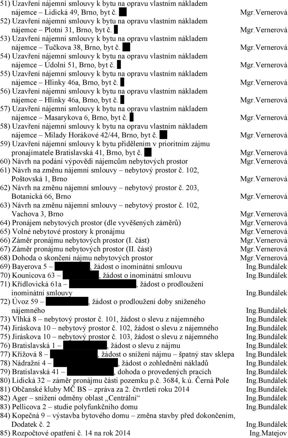 55) Uzavření nájemní smlouvy k bytu na opravu vlastním nákladem nájemce Hlinky 46a, Brno, byt č. 56) Uzavření nájemní smlouvy k bytu na opravu vlastním nákladem nájemce Hlinky 46a, Brno, byt č.